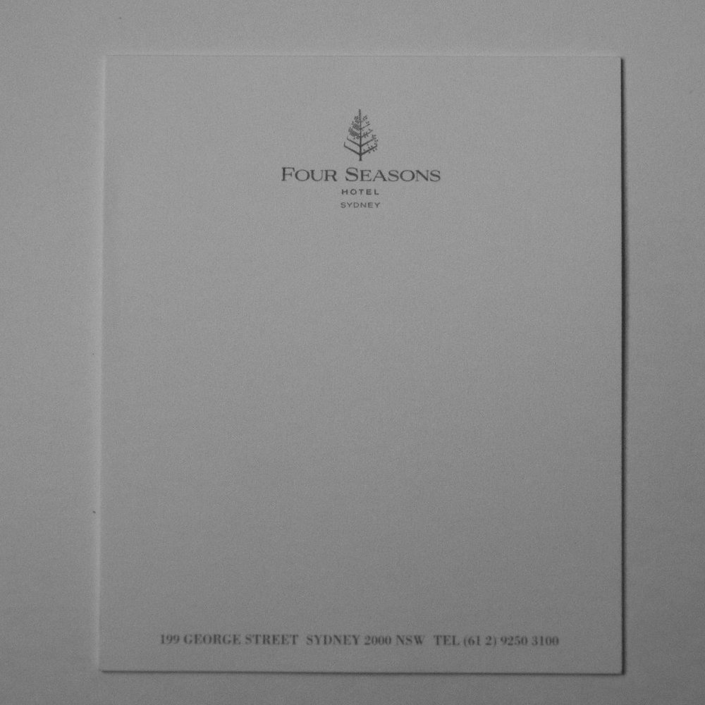 Four Seasons Hotel Notepad Luxury Sydney Australia Stationary Note Pad